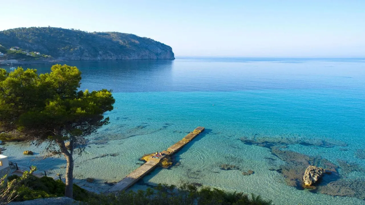 Camp de Mar in Mallorca. Turquoise water. Sunny day.