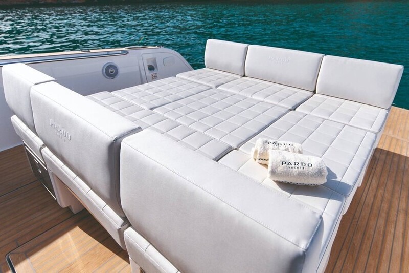 Pardo 38 sofa area. Spacious sun beds. Grey colour. Teak surface floor.